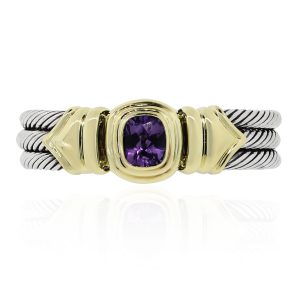 David Yurman 14k Yellow Gold SS Amethyst Triple Cable Bangle – Raymond ...