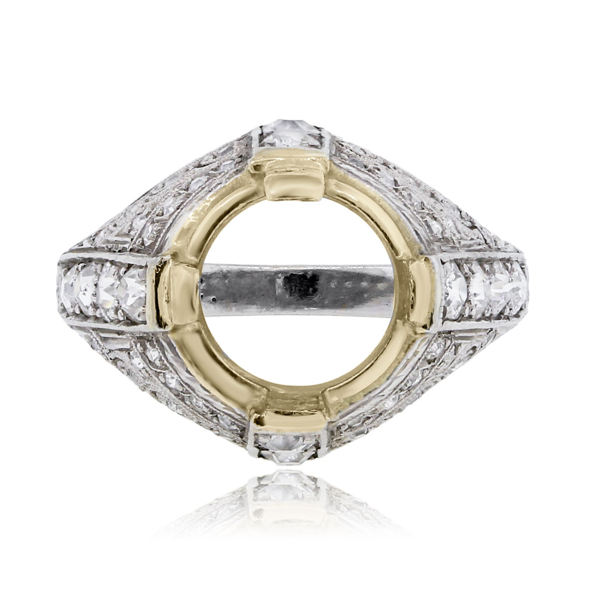 Platinum 1ctw Diamond Art Deco Ring Setting