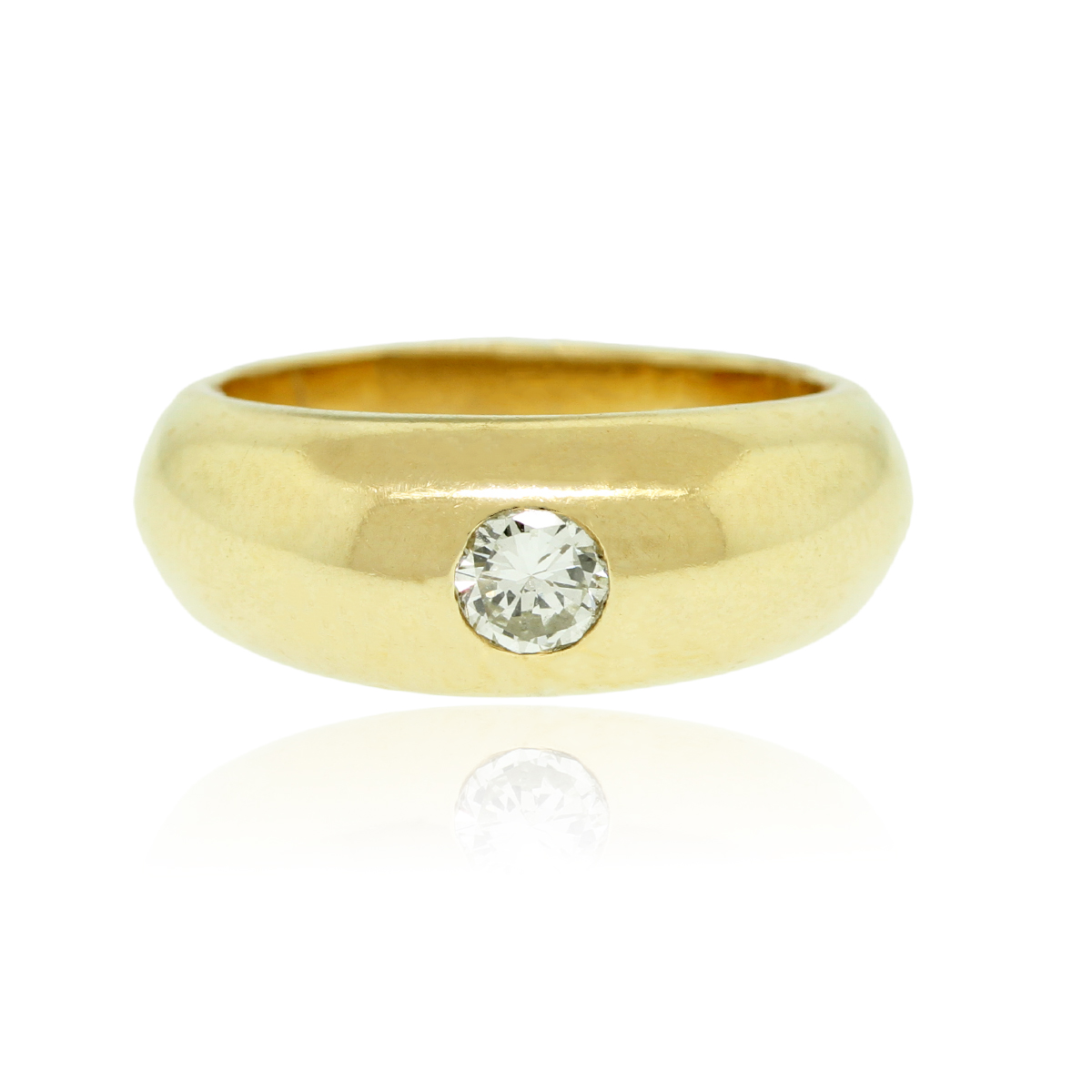 14k Yellow Gold 0.35ct Diamond Solitaire Gents Ring