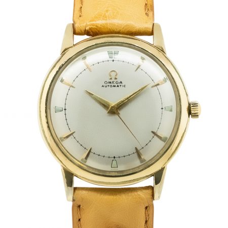 Omega Bumper 14k Gold on Brown Leather Vintage Watch