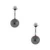 Platinum 1ctw Diamond Tahitian Pearl Dangle Earrings - Image 4