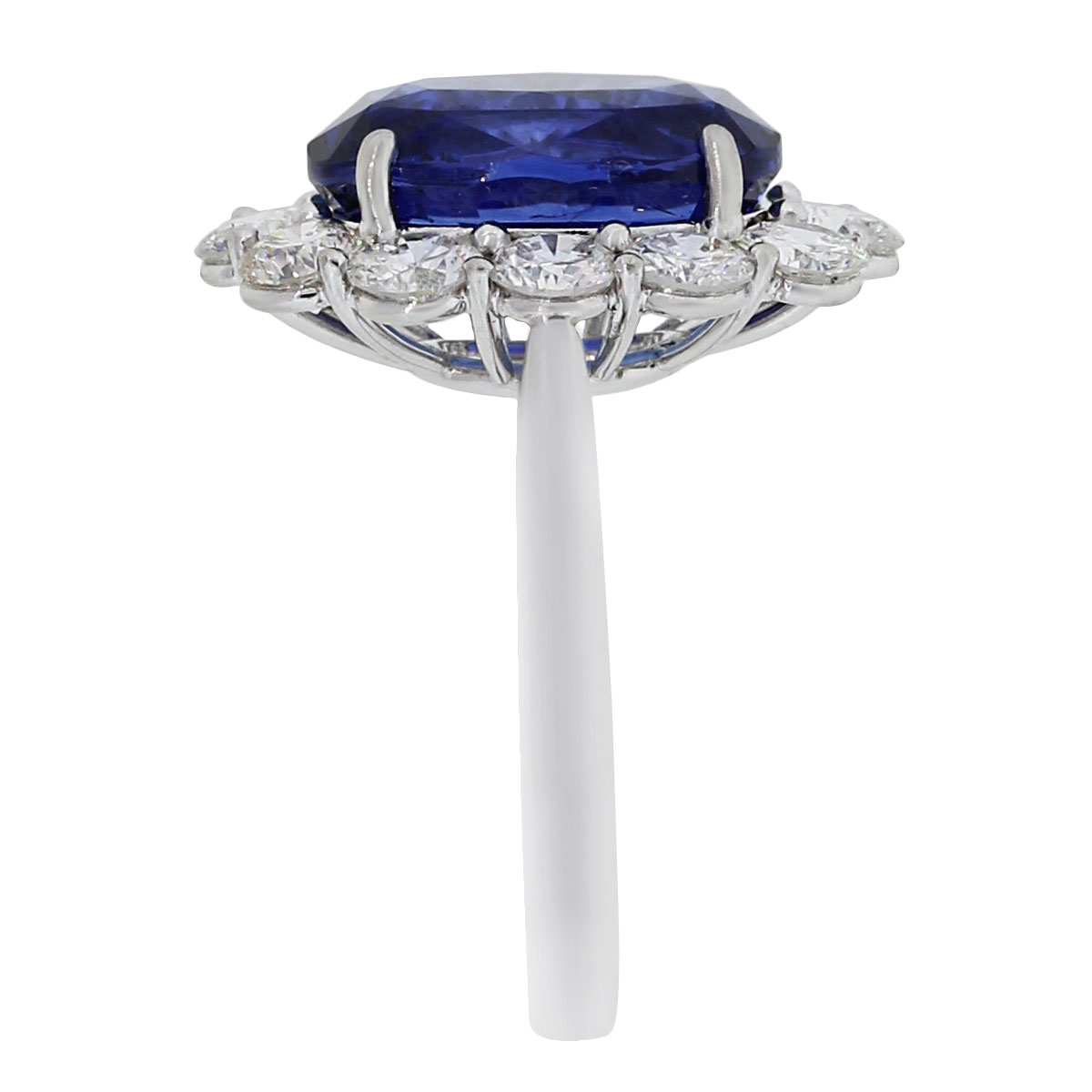 Platinum Blue Sapphire 1.88ctw White Diamond Ring