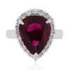 Platinum Pear Shape Rubellite & 0.90ctw Diamond Ring