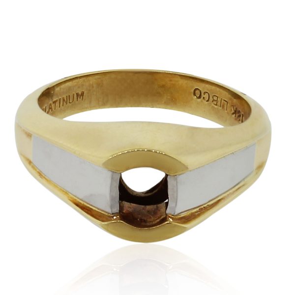 18k Yellow Gold and Platinum Bezel Ring Mounting