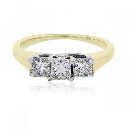 14k Yellow Gold 1ctw Princess Cut Diamond Engagement Ring