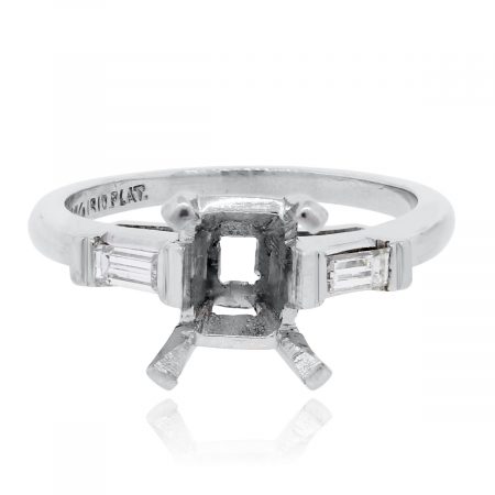 Platinum 0.30ctw Baguette Diamond Mounting