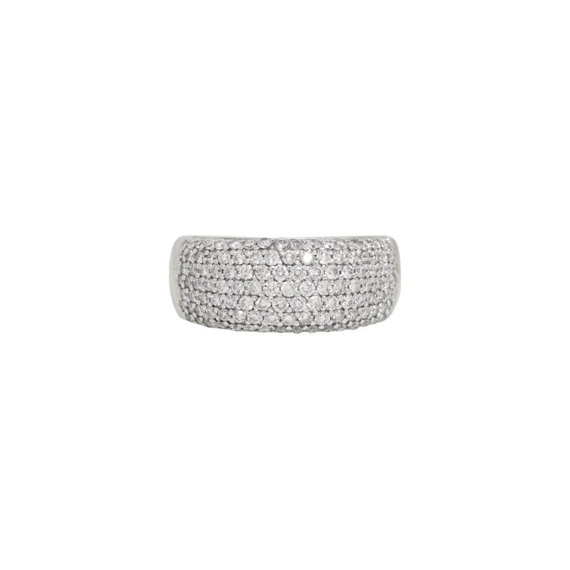 14k White Gold Natural 1.50 Carat Diamond Pave Fashion Ring