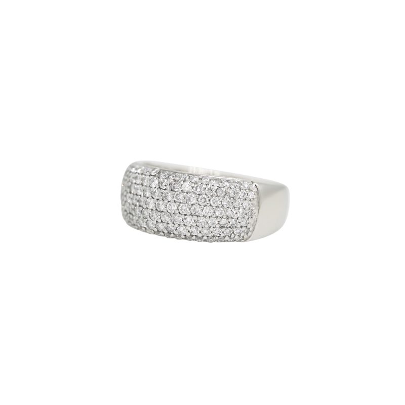 14k White Gold Natural 1.50 Carat Diamond Pave Fashion Ring