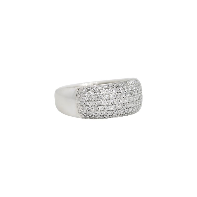 14k White Gold Natural 1.50 Carat Diamond Pave Fashion Ring