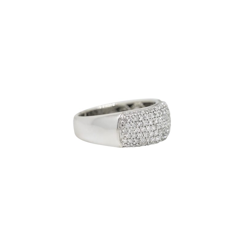 14k White Gold Natural 1.50 Carat Diamond Pave Fashion Ring