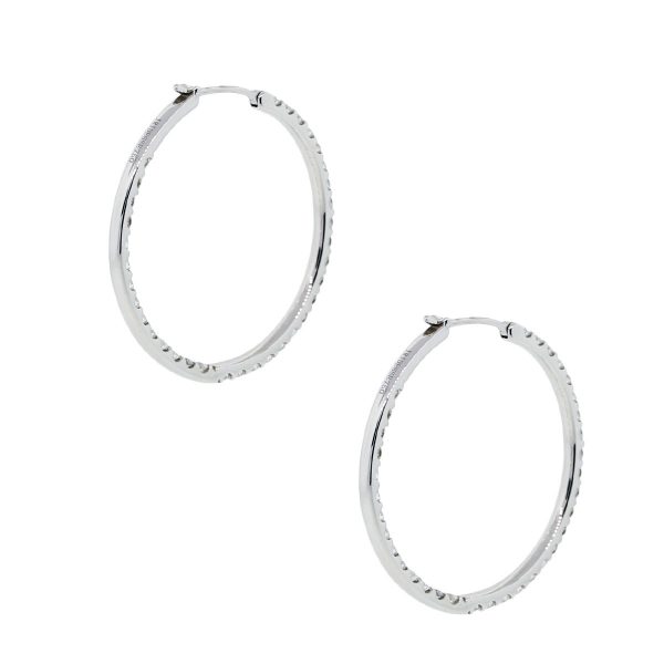 Iridesse 18k White Gold 2ctw Diamond Inside Out Hoop Earrings