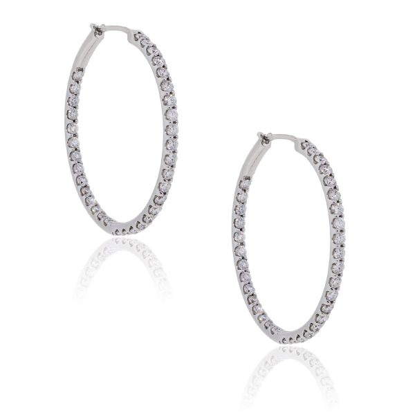 Iridesse 18k White Gold 2ctw Diamond Inside Out Hoop Earrings