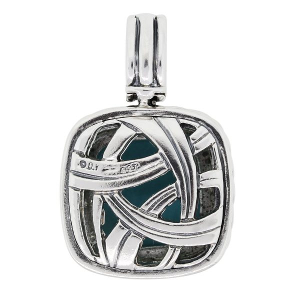David Yurman Diamond and Turquoise Sterling Silver Pendant