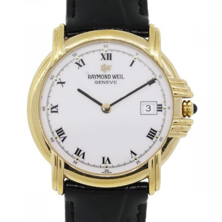 Raymond Weil 9155 Electroplated Yellow Gold White Roman Dial Watch