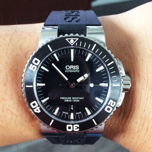 Oris 7653 Aquis Stainless Steel Black Dial Watch