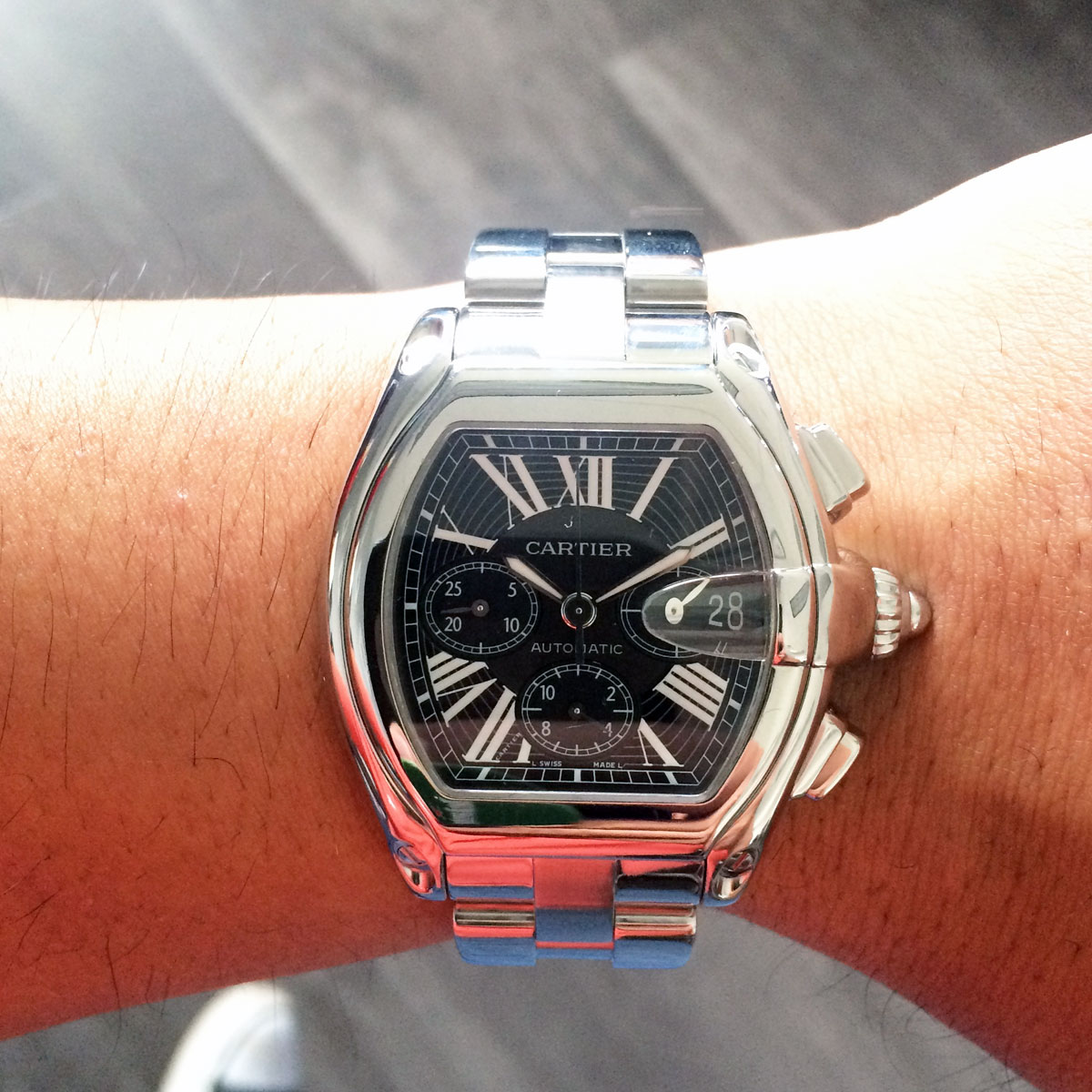 Cartier 2618 Roadster XL Black Chronograph Dial Watch