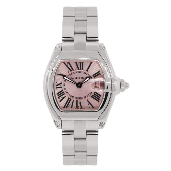 Cartier 2675 Roadster Pink Dial Stainless Steel Ladies Watch