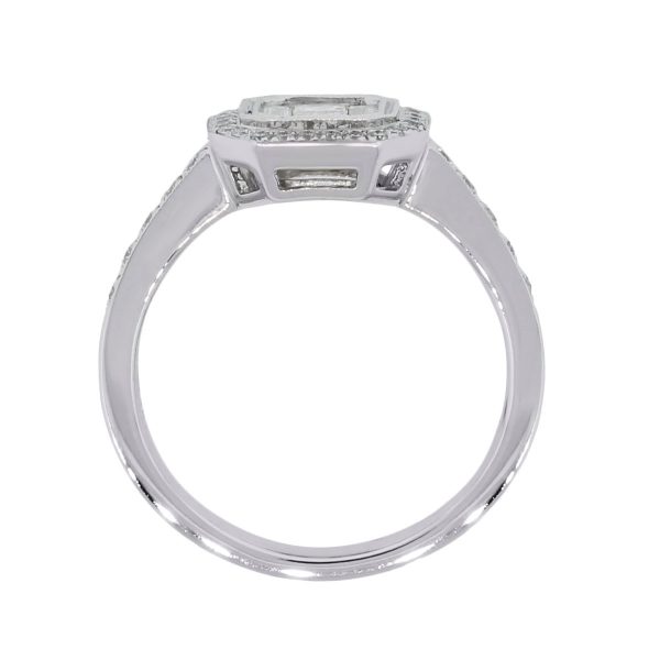 18k White Gold .80ctw of Baguette and Round Brilliant Diamond Ring