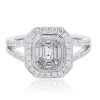18k White Gold 0.86ctw Round and Baguette Diamond Illusion Ring