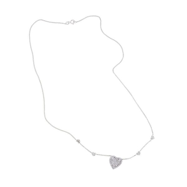 18k White Gold 0.97ctw Diamond Heart Pendant Necklace