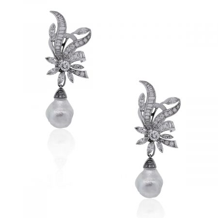 Diamond pearl earrings