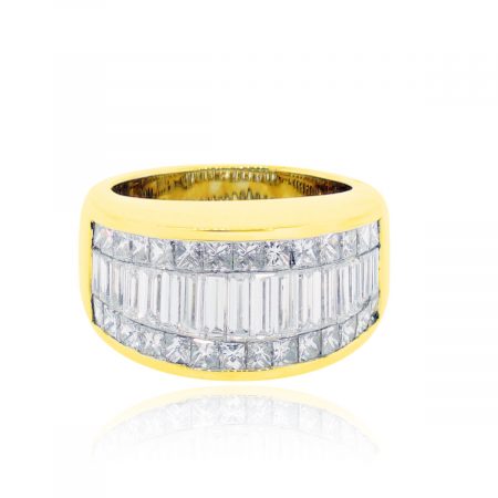 18k Yellow Gold 2.50ctw Princess Cut & Baguette Shape Diamond Ring
