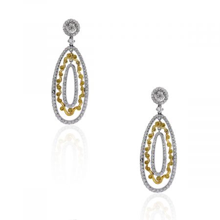 Two tone diamond dangle earrings