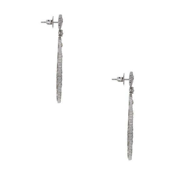 Two tone diamond dangle earrings