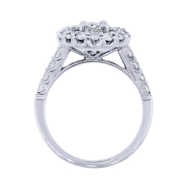 18k White Gold 1.38ctw Diamond Halo Engagement Ring