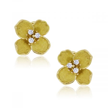 Tiffany & Co. 18k Yellow Gold Dogwood Flower Diamond Earrings