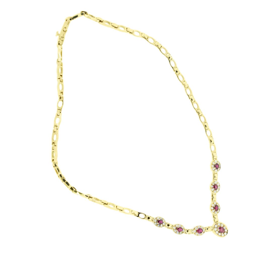 18k Yellow Gold 1.66ctw Diamond and 3ctw Ruby Necklace