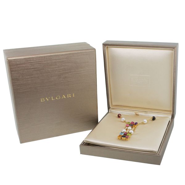 Bulgari Allegra Multicolored Gemstone and Diamond 3 Row Necklace