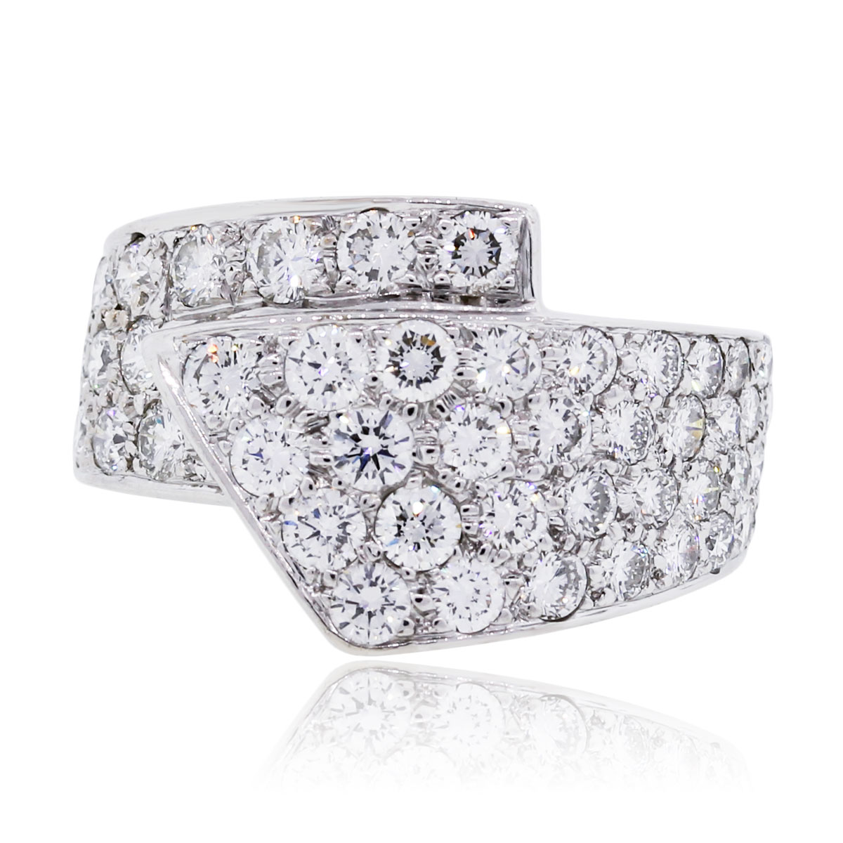 14k White Gold 2ctw Diamond Crossover Ring