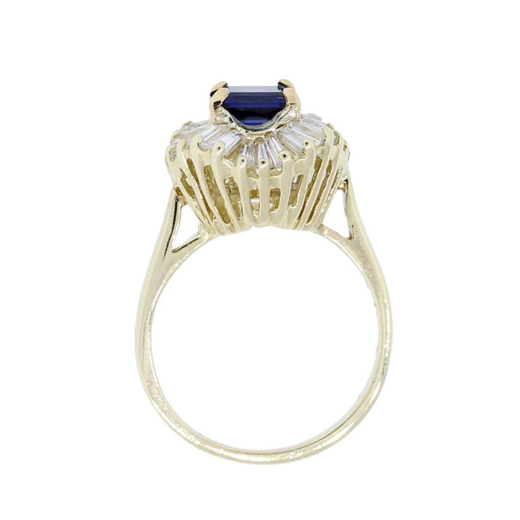 18k Yellow Gold 1ctw Diamond & 0.80ct Sapphire Ballerina Ring