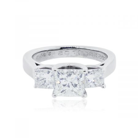 14k White Gold 2.59ctw Diamond Princess Cut Engagement Ring
