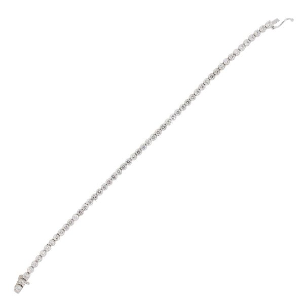 14k White Gold 4.18ctw Diamond Tennis Bracelet