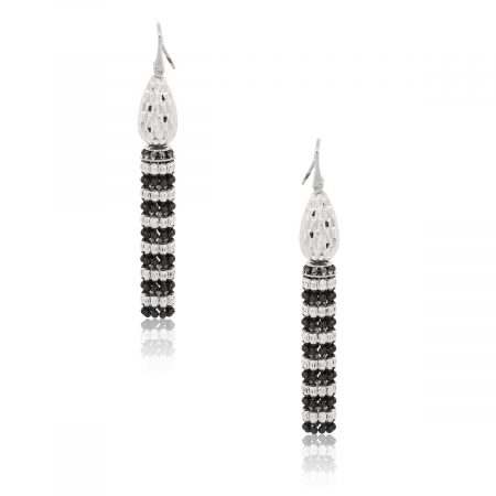 Officina Bernardi Platinum and Black Rhodium Tassel Earrings