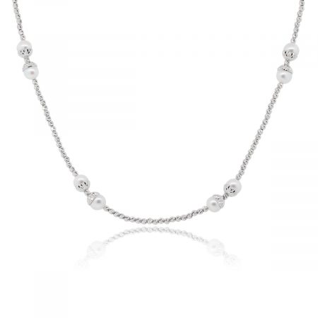 Officina Bernardi Platinum 7mm Pearl Mooncut Necklace
