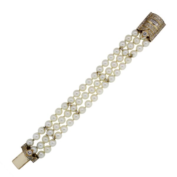 Diamond pearl bracelet