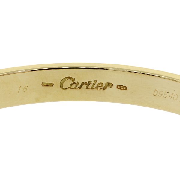 Cartier 18k Yellow Gold Size 16 Love Bangle