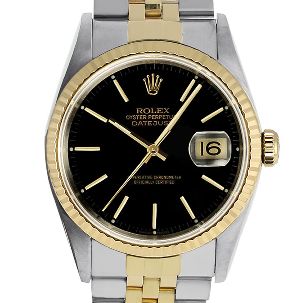 two tone datejust black dial