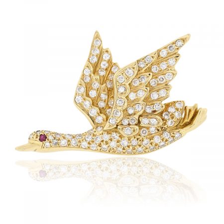Diamond bird pin
