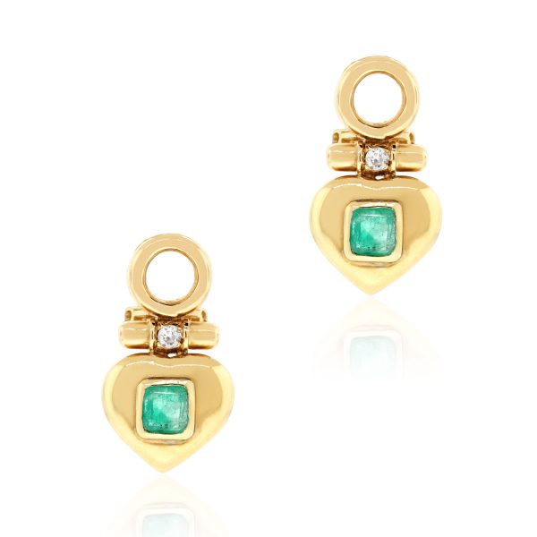 Diamond emerald earrings