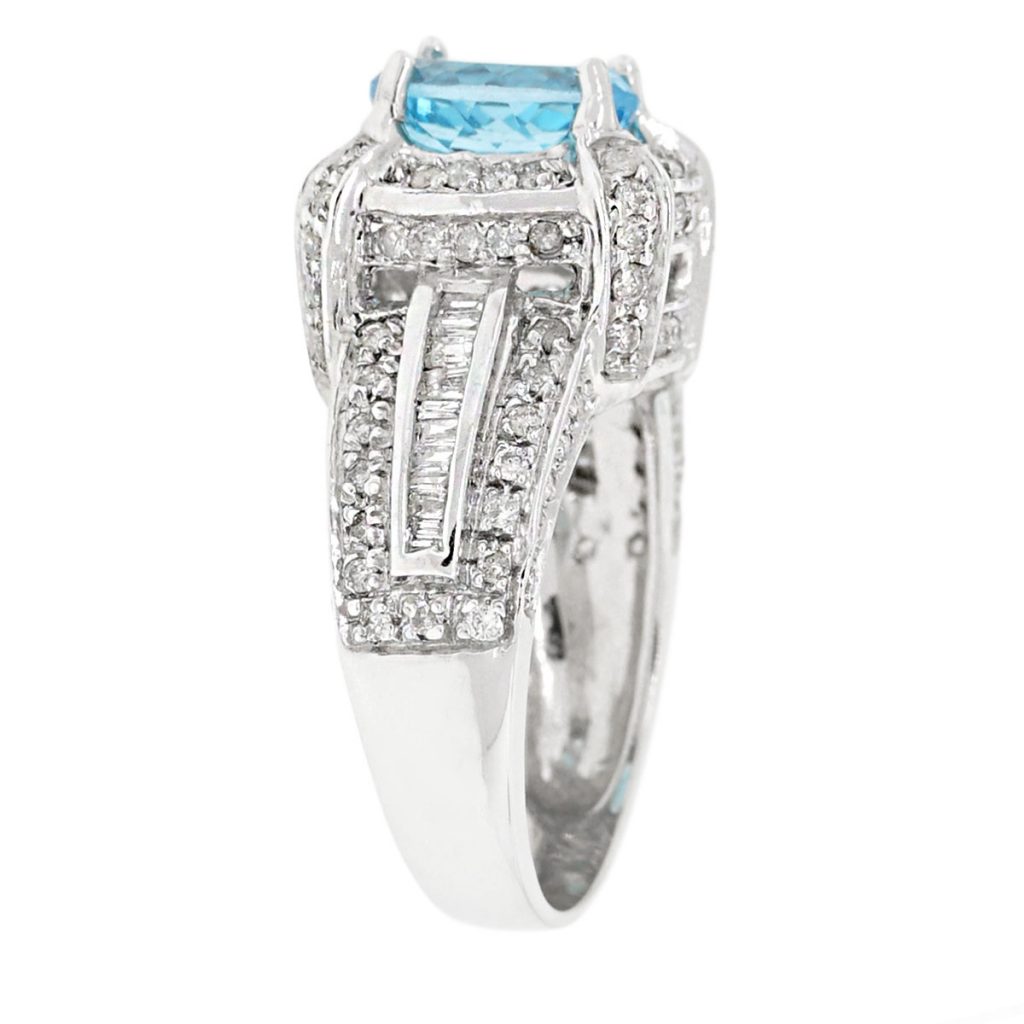 Blue topaz diamond ring