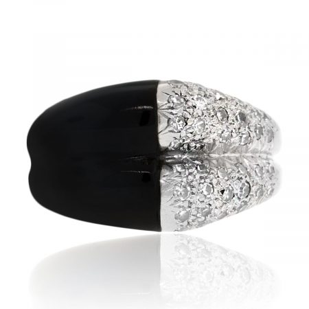 Black onyx diamond ring
