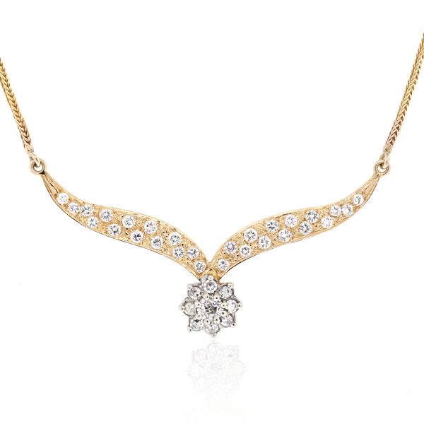 Diamond floral necklace