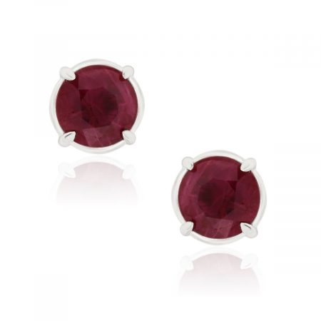 14k White Gold 1.75ctw Round Ruby Stud Earrings