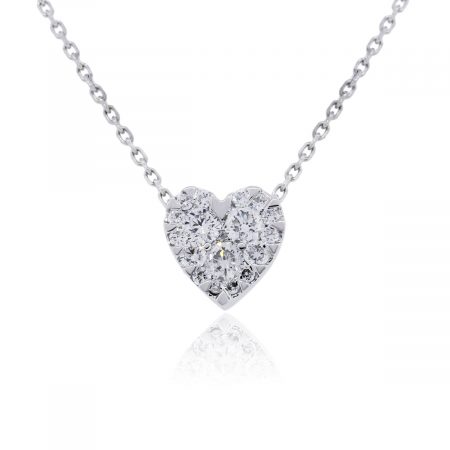 14k White Gold 0.25ctw Diamond Pave Heart Pendant Necklace