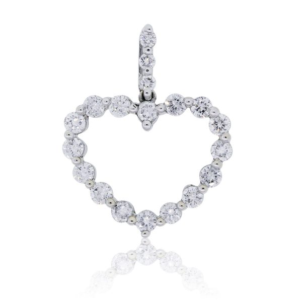14k White Gold 0.85ctw Diamond Heart Pendant