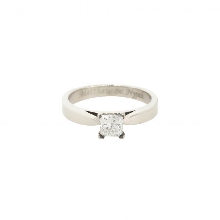 14k White Gold 0.58ctw Princess Cut Diamond Solitaire Engagement Ring